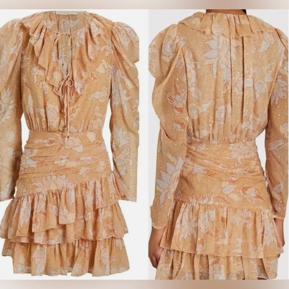 NWT $695 SP22 Ulla Johnson Cecily Magnolia Mini Dress Long Puff Sleeve Floral 0 - Picture 2 of 7